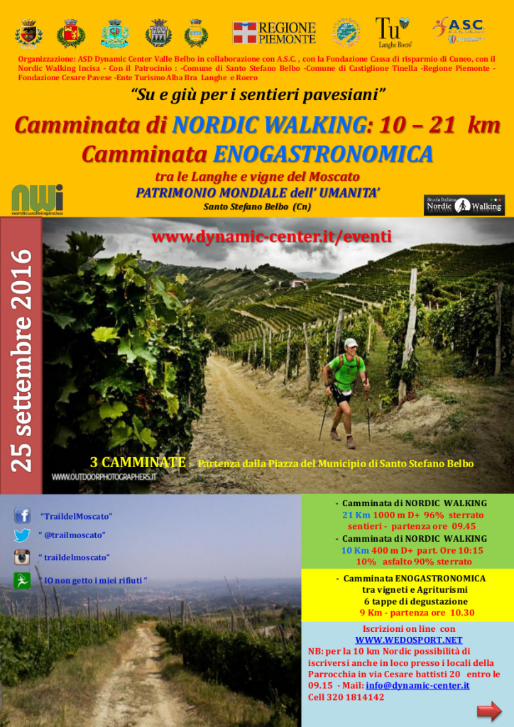Volantino nordic walking e enogastronomica 2016 Santo Stefano Belbo