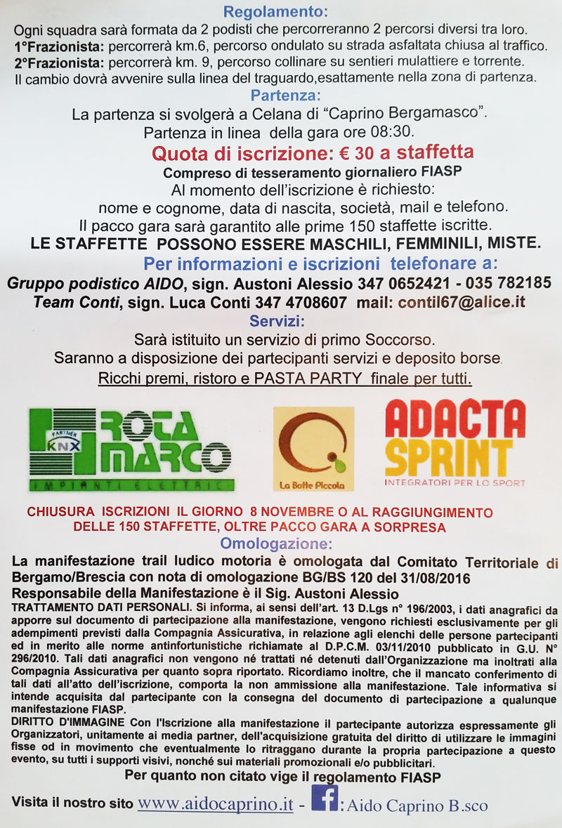Staffetta AIDo Run 2016 Caprino Bergamasco pag2