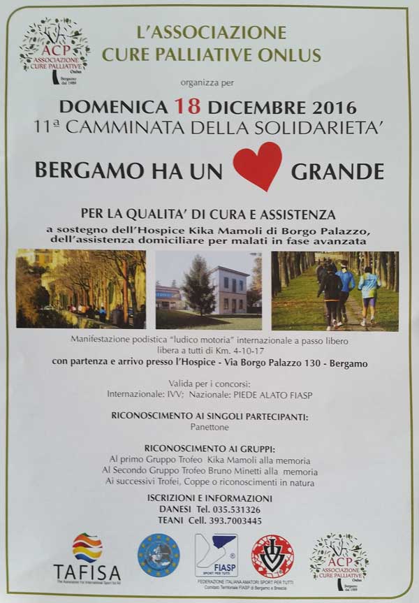 Volantino corsa Bergamo ha un Cuore grande - dicembre 2016