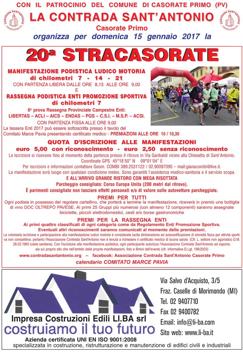 Volantino corsa Stracasorate 20a edizione