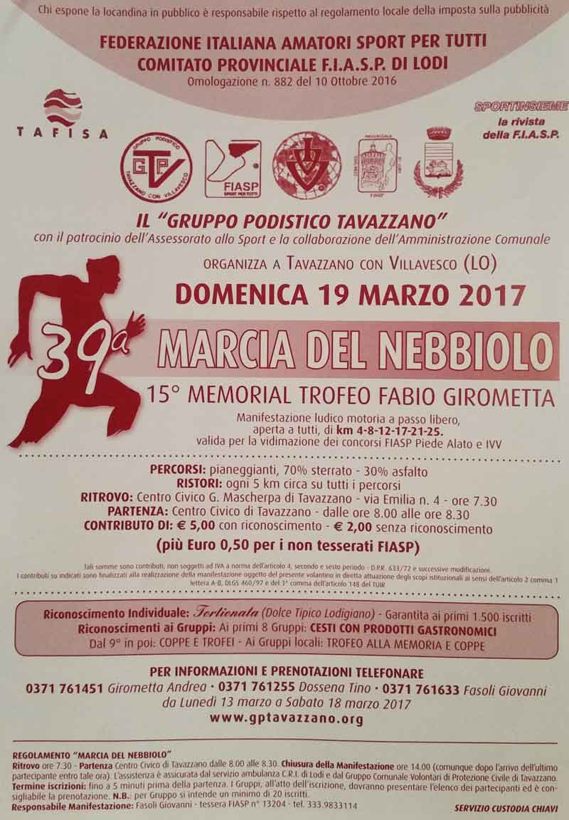 Marcia del Nebbiolo a Tavazzano con Villavesco - Lodi 19 marzo 2017
