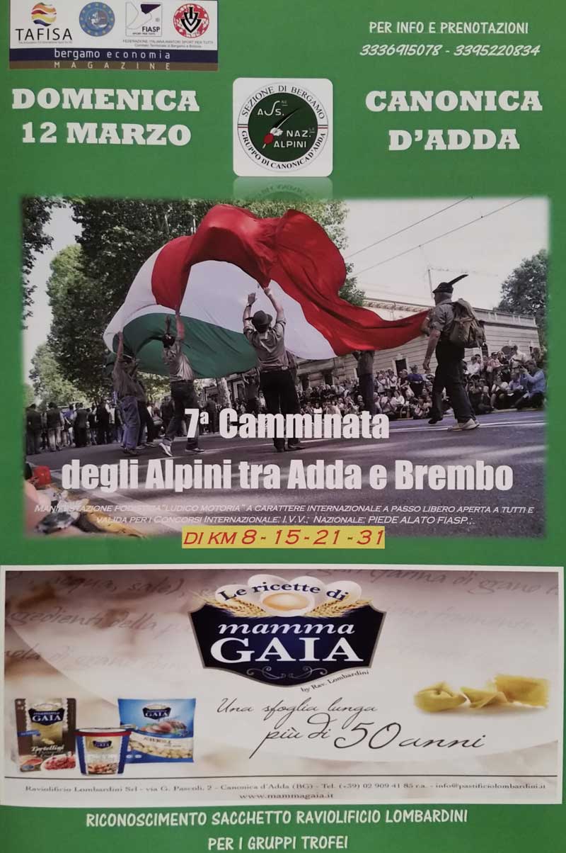 Volantino corsa tra l'adda e brembo 2017 Alpini Canonica d'adda