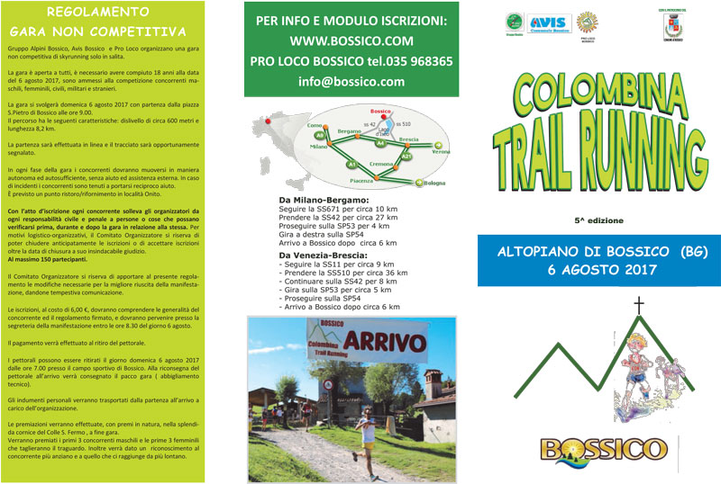 Volantino Colombina Trail Running 2017 – 5a Edizione prima pagina