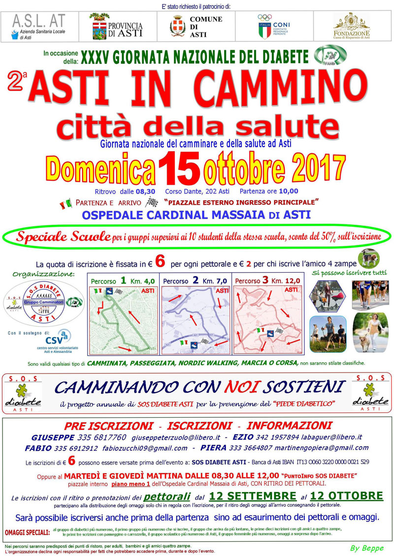 Volantino Asti in cammino seconda edizione - 15 ottobre 2017