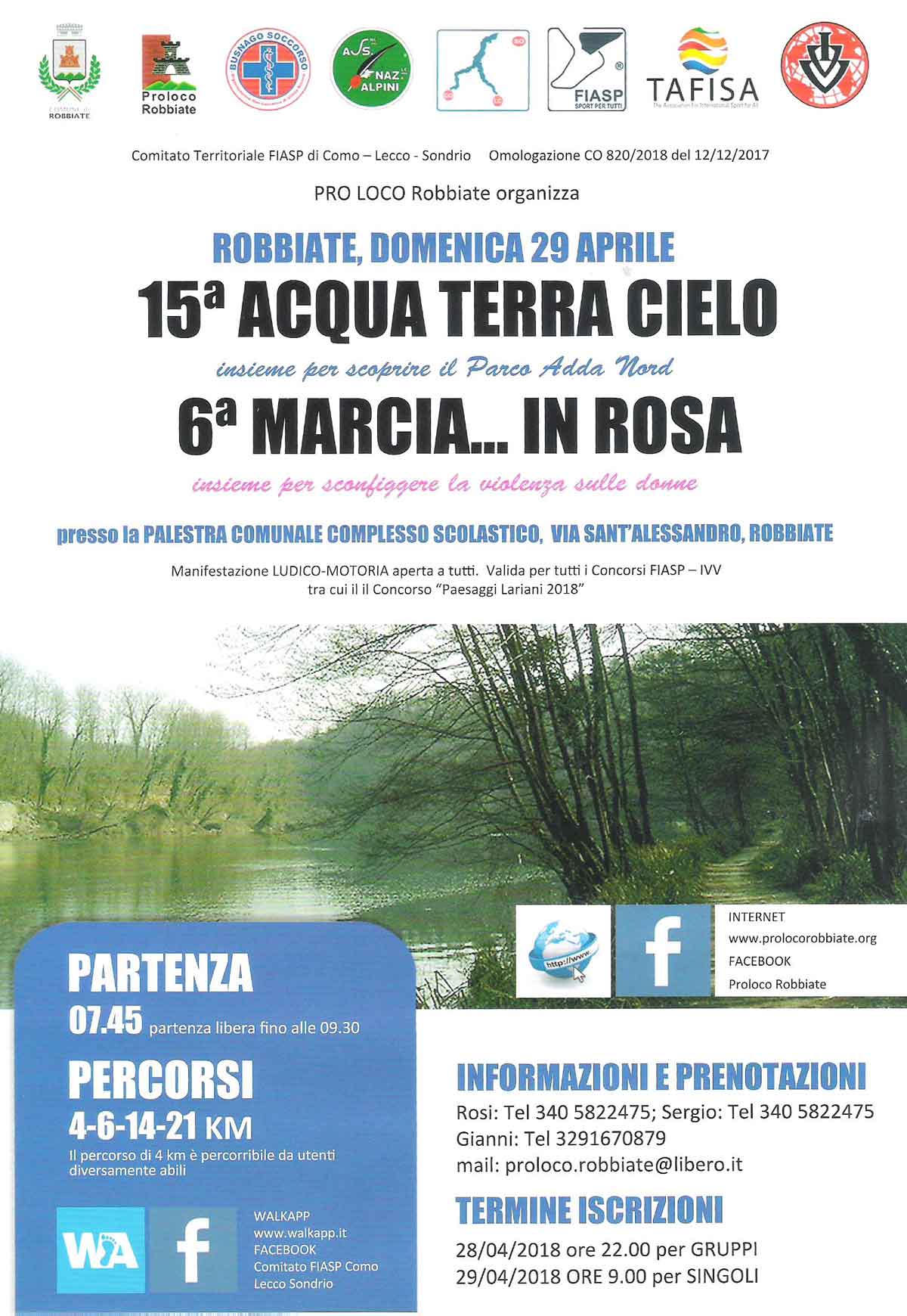 15a edizione Acqua Terra Cielo - 6a Marcia in Rosa