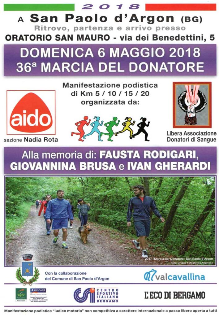 Marcia del donatore 2018 - San Paolo d'Argon