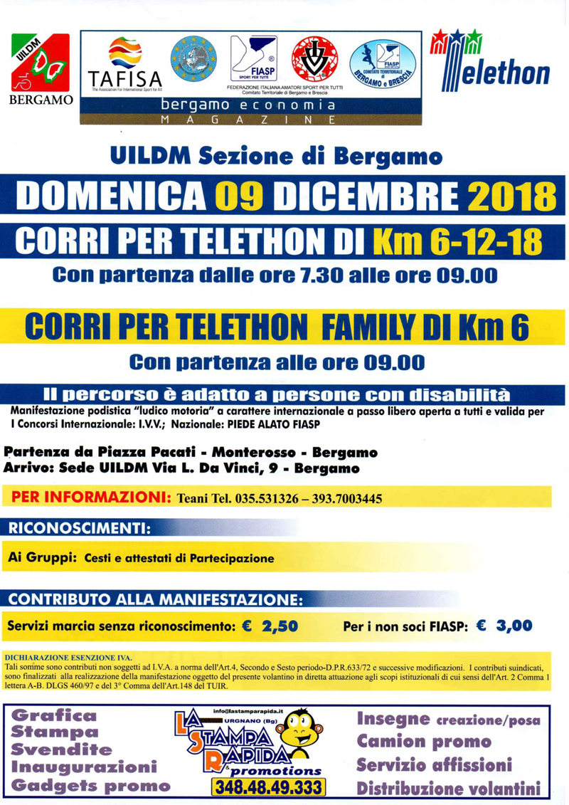Corri per Telethon 2018 – Bergamo