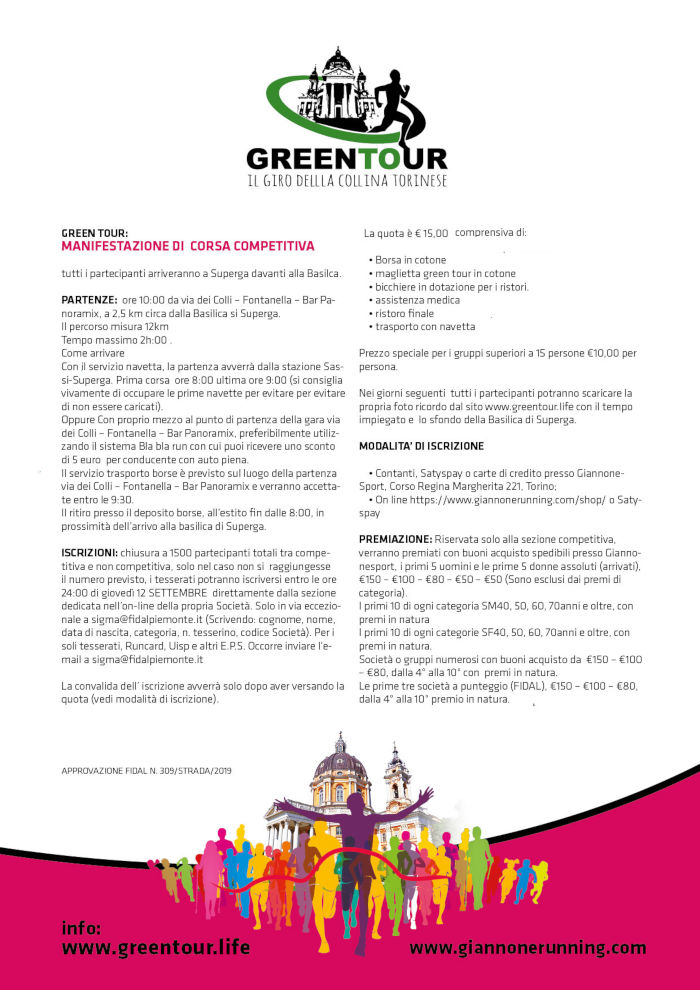 Regolamento Greentour 2019 il giro della collina torinese competitiva