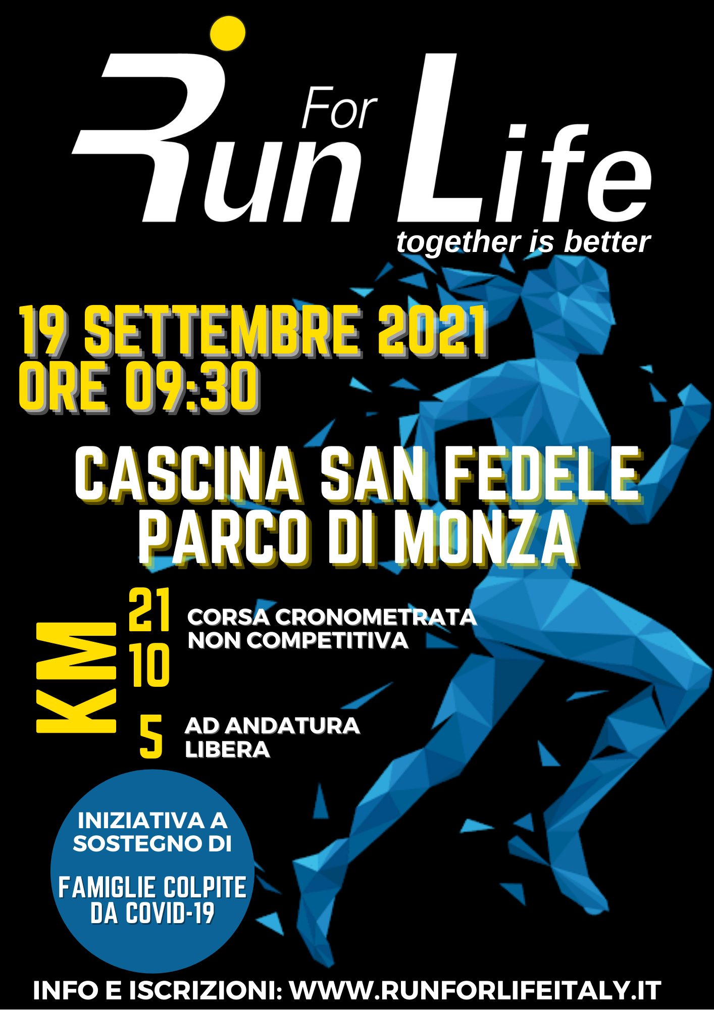 Locandina Run For Life 2021 Parco di MOnza