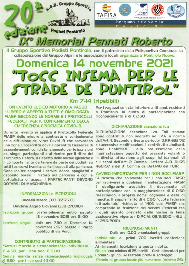 Corsa podistica a Pontirolo Nuovo 14 novembre 2021